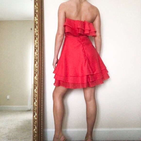 Red Ruffle Mini Dress - Picture 3 of 5